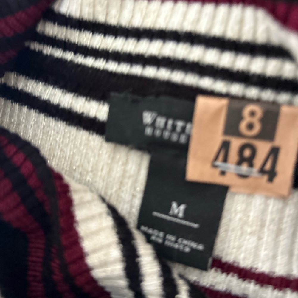 Burgundy, cream, black sweater - Picture 3 of 6